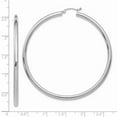 thumbnail image 3 of Real 14kt White Gold Polished 3mm Lightweight Tube Hoop Earrings; for Adults and Teens; for Women and Men, 3 of 3