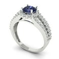 thumbnail image 2 of Clara Pucci 14K White Gold Solid Gold BlueSapphire Halo Anniversary Ring for Women - 1.83 cttw Round Cut, 2 of 8