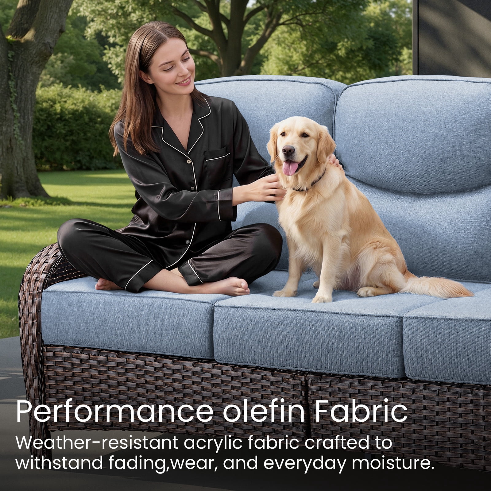Bellefurn Outdoor Seat Cushions 22 X 24 X 6 inch for Patio Furniture,Outdoor Chair Cushions Outdoor Deep Seat Cushion with Water Resistant & Removable Cover Patio Cushions for Wicker Chair,Sofa,Couch