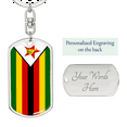 thumbnail image 2 of Zimbabwe Flag Swivel Keychain Dog Tag Stainless Steel or 18k Gold, 2 of 10