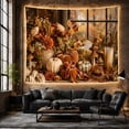 thumbnail image 6 of Pumpkins and Lantern Before Autumn Window, Cozy Rustic for Farmhouse Decor Lovers, Harvest Wall Art, Thanksgiving Hostess Gift, Tapestry Wall Hanging for Dining Room and Entryway, 6 of 7