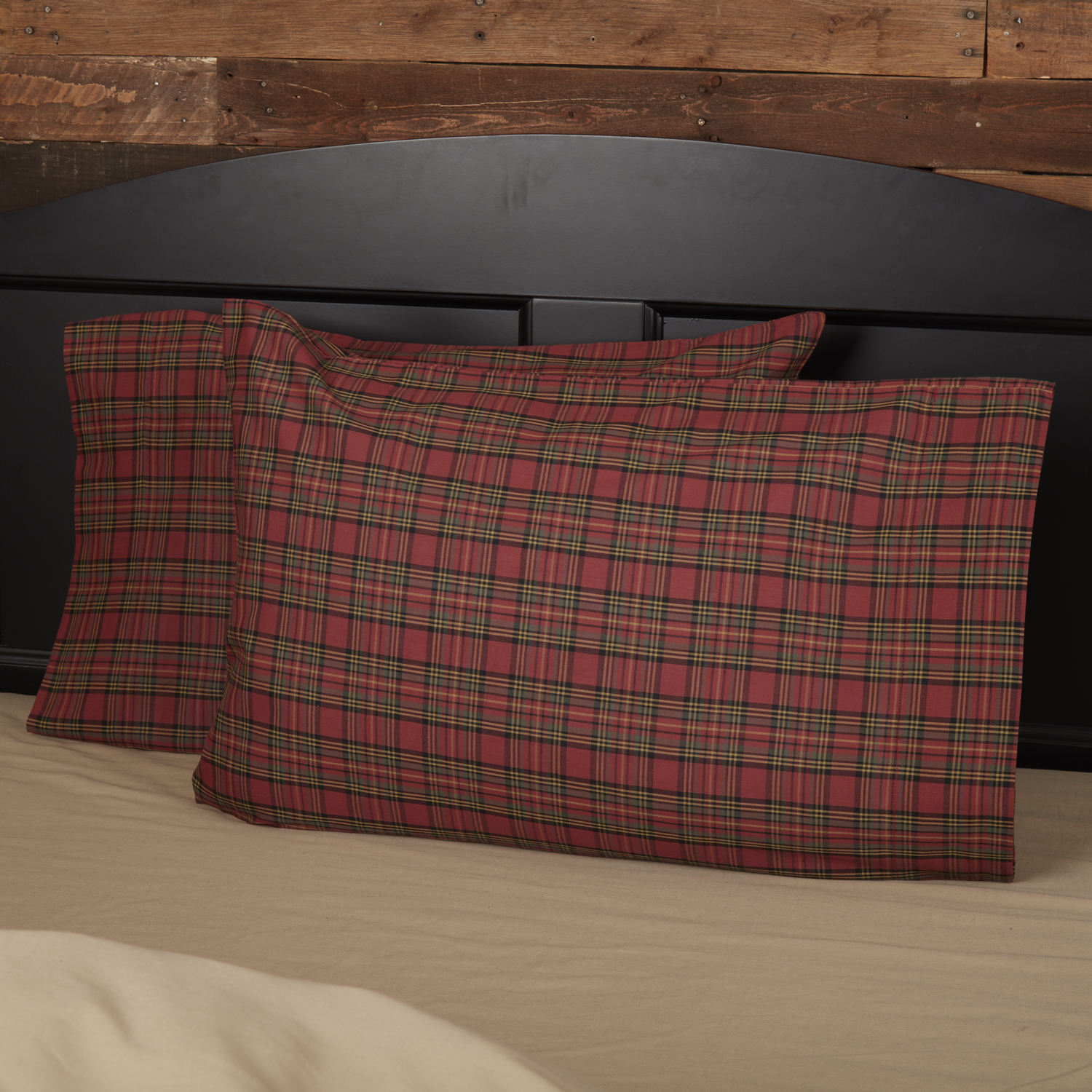 Brick Red Rustic Bedding Kilton Red Cotton Plaid Standard Pillow Case