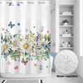 thumbnail image 2 of No Hook Shower Curtain, Spring Daisy Leaves Shower Curtains for Bathroom with See Through Top Window, Farmhouse Watercolor Flowers Butterfly Waterproof & Washable Bath Curtain 60"x72", 2 of 9
