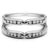 10k Solid Gold Brilliant Moissanite Pinched Center Classic Style Ring Guard Enhancer (0.19ctw)