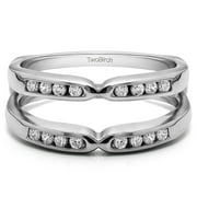 10k Solid Gold Brilliant Moissanite Pinched Center Classic Style Ring Guard Enhancer (0.19ctw)
