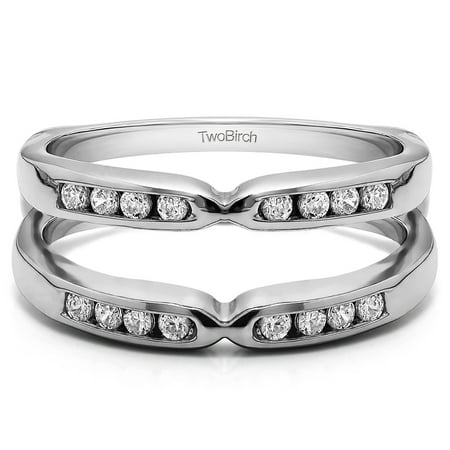 10k Solid Gold Brilliant Moissanite Pinched Center Classic Style Ring Guard Enhancer (0.19ctw)