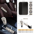thumbnail image 4 of Renewold Car Seat Cover Set 14 PCS, with Steering Wheel Seat Belt Pad Garbage Bin Armrest Pad Rearview Mirror Handbrake Cover Set Coaster Fit Most Vehicles, Southwest American Tribal Blue Orange, 4 of 7