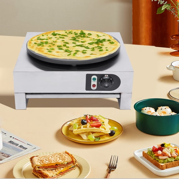16-Inch Electric Crepe Maker with Adjustable Temperature Control, 3000W, Non-Stick Hot Plate, Includes Wooden Spatula – Ideal for Restaurants and Home Use