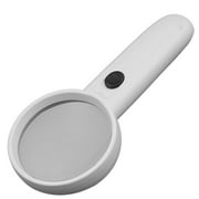 Unique Bargains White Plastic 2 Light 65mm Dia Hand Hold Magnifier