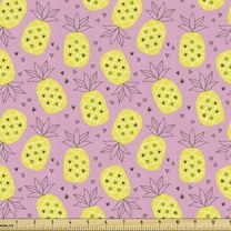 Pineapple Fabric by the Yard Upholstery, Rhythmic Tropical Fruit Hearts Pop Art Style Motifs Illustration Pattern, Decorative Fabric for DIY and Home Accents, 10 Yards, Pale Pink Yellow by Ambesonne