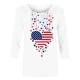 thumbnail image 4 of Cavosen Patriotic Shirts for Women 4th of July 3/4 Sleeve Crew Neck Shirts American Flag Print Shirts Lady XL Red White and Blue Casual Tops Funny Patriotic Tunic Tees 2025 Patriotic Blouses, 4 of 5
