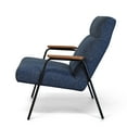 thumbnail image 2 of Gingko Melbourne Modern Mid Century Blue Lounge Chair with Walnut Wood Armrests and Black Steel Legs (Upholstered Seat), 2 of 6