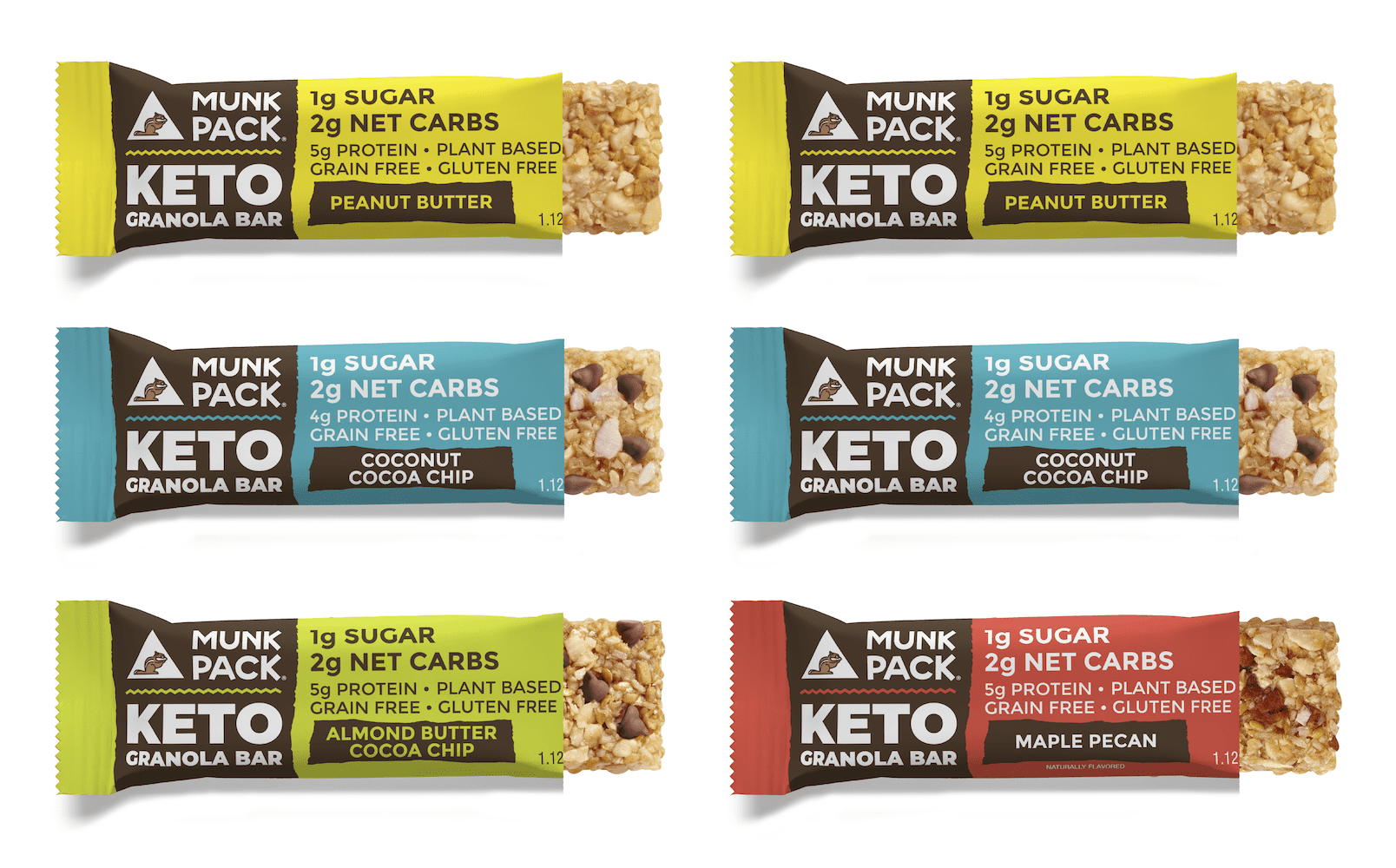 Munk Pack Keto Granola Bars, Variety Pack, Grain Free, Gluten Free, Plant Based, 6 Count