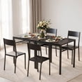 thumbnail image 5 of 3-Piece Kitchen Table Set for 2, Wooden Dining Table and Chairs with Storage Rack for Small Space, Apartment, Breakfast Nook, Space-Saving, 300lbs, Black, 5 of 7