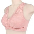 thumbnail image 3 of Baywell Women's Front Closure Bras Racerback Wireless Plus Size Full Coverage Lace Bra Pink 36/80-52/120, 3 of 13