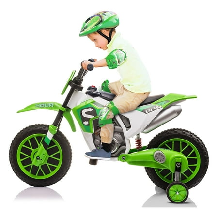 TOBBI 12V Kids Motorcycle off Road Ride on Dirt Bike W Training Wheels Age 3 8 Toddlers up to 5 mph Blue Walmart