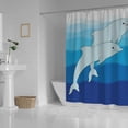 thumbnail image 3 of Coolnut Shower Curtain Set with Hooks Dolphins in Blue Sea Polyester Waterproof Bath Curtain72" x 72", 3 of 6