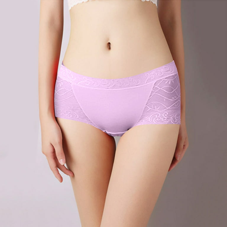 Transparent Lace Mid-waist Briefs Seamless Lace Panties Cotton