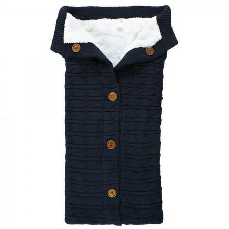 UPC: 0660168199574 | Hudson Baby Infant Boy Faux Shearling Knitted Baby Lounge Stroller Wrap Sack Navy One Size