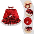 thumbnail image 5 of IDOPIP Women Kids Baby Girls Christmas Party Dress Xmas Red Plaid Tutu Dress with Hooded Cloak Cape Family Matching Costume 0-6 Months Red Baby, 5 of 10
