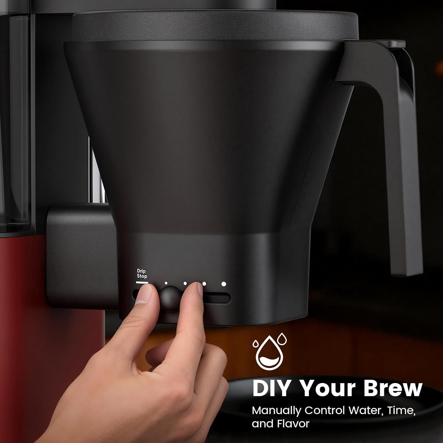 Drip Coffee Brewer with Adjustable Flow, Fast Heating, Keep Warm 40 Mins and Easy Clean Design