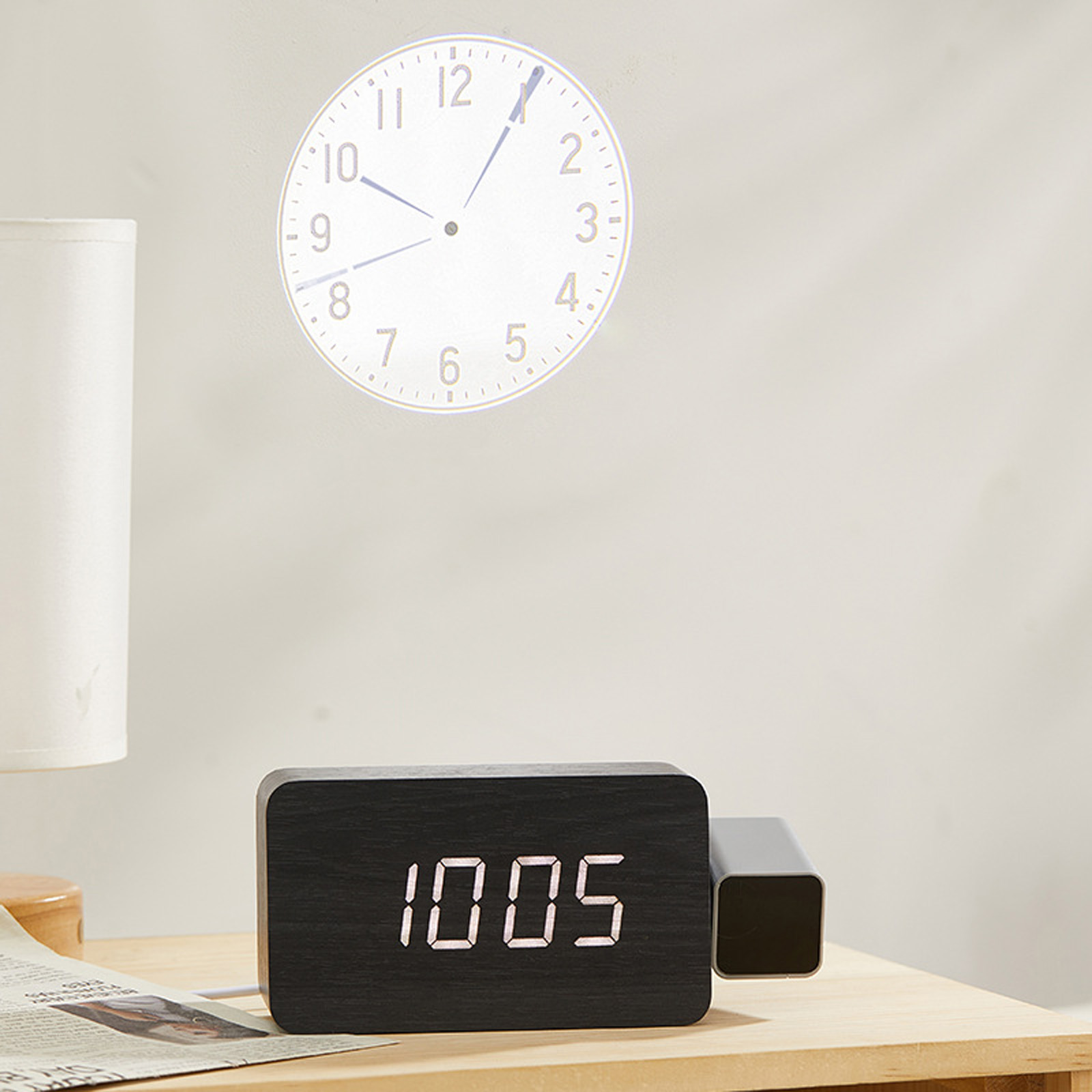 Projection Clock for Bedroom,Digital Clock with 180° Projector on Ceiling Duals Loud Alarm Clocks with Dates Night Light