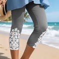 thumbnail image 2 of felwors Women's Capri Leggings Summer Floral Lace Trim Cropped High Waist Stretchy Soft Casual Yoga Workout Beach Tights Pants Grey for Size XL, 2 of 8