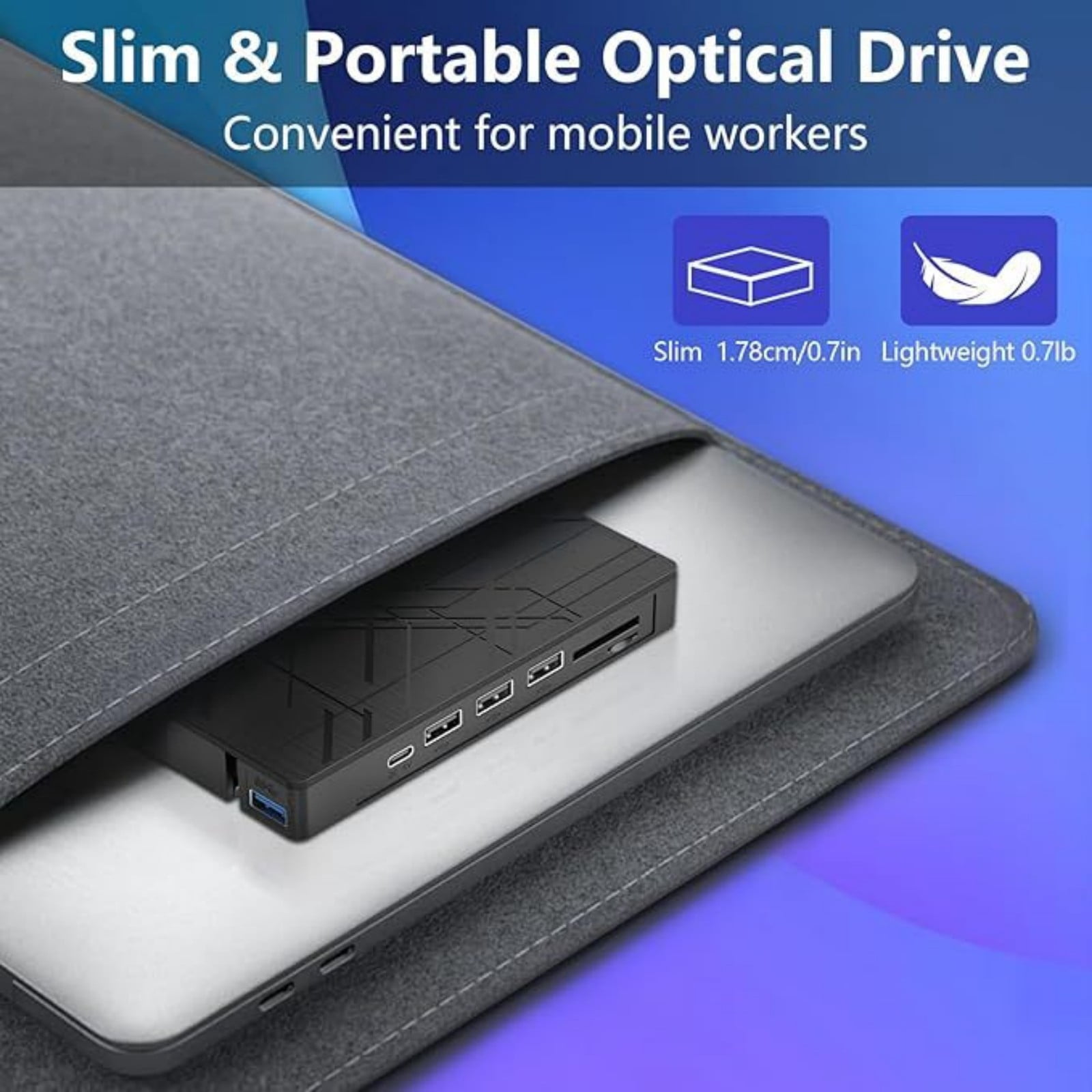 External Disc Drive With USB3.0 Type C Double Port Highly Speed Burning Brushed Texture For Computer Data Management
