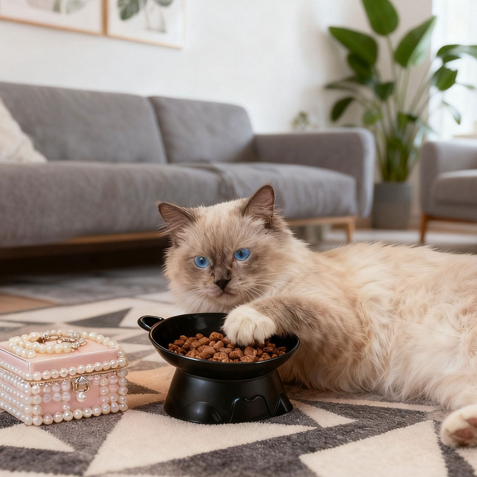 YiJuHui 2pcs Elevated Cat Food Bowl with Wide Shallow Design, Anti-Whisker Fatigue, Ergonomic Raised Feeder for Healthy Digestion and Comfortable Eating, Non-Slip Pet Dish for Mess-Free Feeding