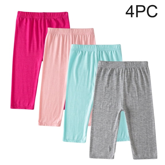 BRGZLK 4PC Capri Leggings for Girls 2026 Solid Color 3/4 Length Elastic High Waisted Yoga Pants Soft Comfy Casual Gym Workout Running Leggings for Toddler Girl Hot Pink 8-9 Years