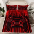 thumbnail image 2 of Feelyou Chic Game Console Bed Sheets for Kids, Cartoon Gamepad Lover King Sheets, Fashion Red Square Abstract Sheet Set, Luxury Bedroom Decor, 4 Pieces, 2 of 7