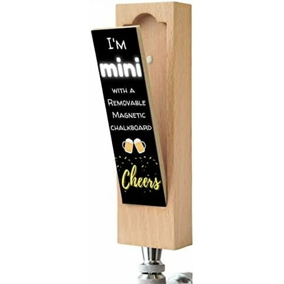 Beer Tap Handle with Removable Chalkboard - Mini 5.5 Inch Beech Wooden Tap Handle with a Convenient Removable Magnetic Chalkboard for Kegerators, Bar Taps, Homebrewers, and Draft Beer, by