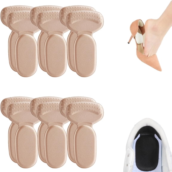 Heel Pads for Loose Shoes, 6 Pairs Anti-Slip Heel Grips, Soft Cushion Inserts to Prevent Blisters & Heel Pain for Women & Men