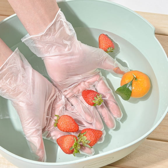 10-Pack Disposable Heavy Duty Nitrile Gloves - Medium Size, Non-Slip, Chemical Resistant, Ambidextrous, for Cooking, Cleaning, Gardening, Mechanic, Hair Coloring, Food Prep Clear