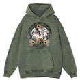 thumbnail image 5 of Sudadera con capucha retro desgastada para hombre, con estampado de "Hermosa y loca" y "Viaje por el desierto", informal, holgada, 100 % algodón, con capucha suave, 5 of 5