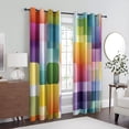 thumbnail image 2 of Colorful Plaid Curtains , Abstract Geometric Pattern, Colorful Plaid Decor For Living Room Bedroom, Thermal & Darkening Grommet Drapes 42"W x 63"L, 2 of 6