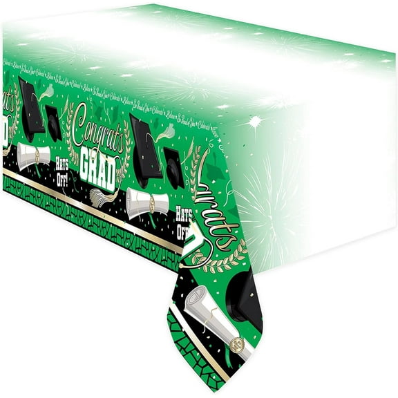 Green Graduation Tablecloth 3 Pack - Green Graduation Party Supplies