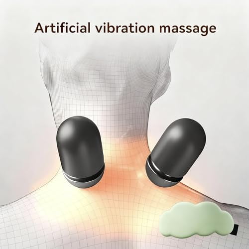 3-in-1 Neck Massager with Heat and Vibration, Black Memory Foam Cervical Pillow, Electric Traction Support for Pain Relief and Sleep Aid(Black,1PC)