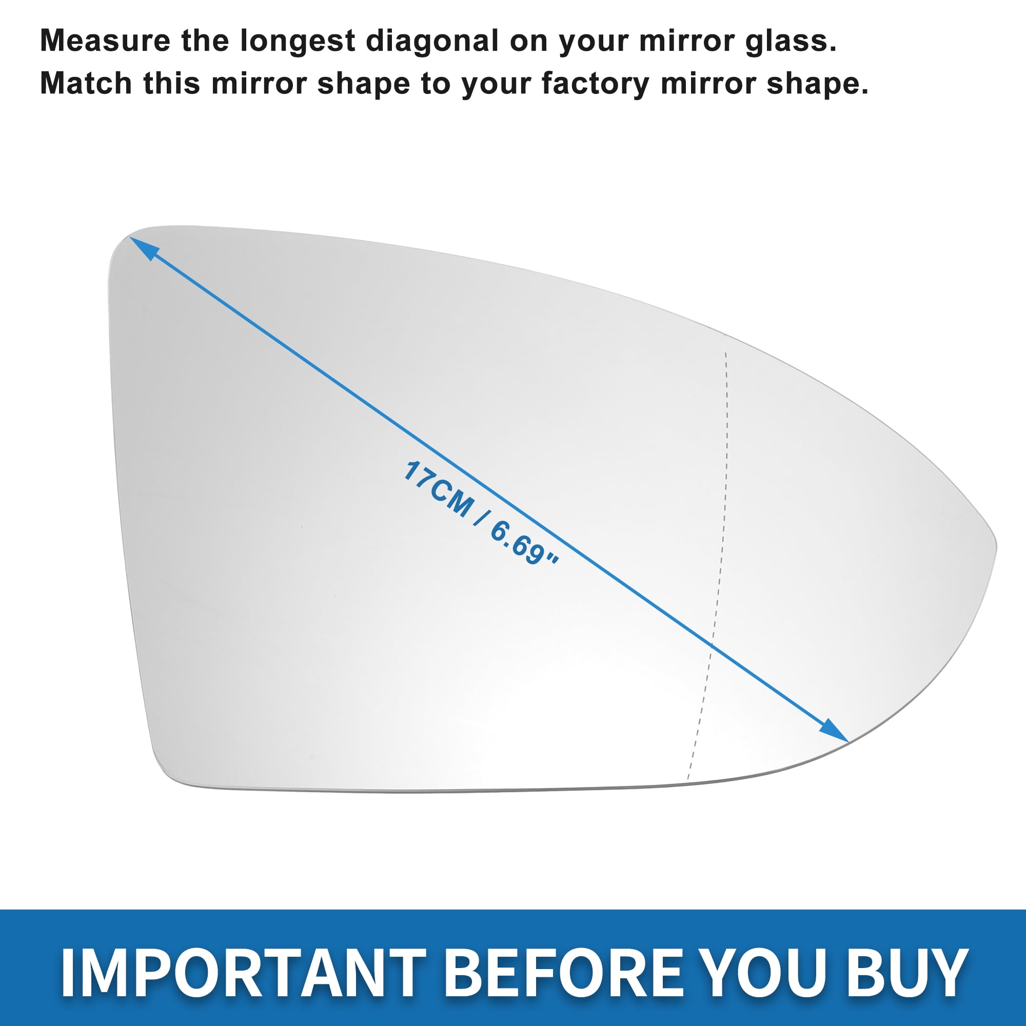 Unique Bargains Right Side Mirror Glass with Backing Plate for VW Golf MK7 2013-2020