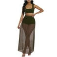 thumbnail image 2 of Karymi Shirts for Women 3-Piece Outfit, Square Neck Sleeveless Crop Tank Top + High Waist Shorts + Pleated Sheer Mesh Maxi Skirt, Beach Cover-Up Set Shirts for Women, 2 of 8