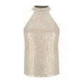 thumbnail image 5 of Mittory Sequin Halter Tops for Women Sleeveless Dressy Sparkle Tank Tops Party Club Concert Cocktail Vest Camisole Shirt, 5 of 7