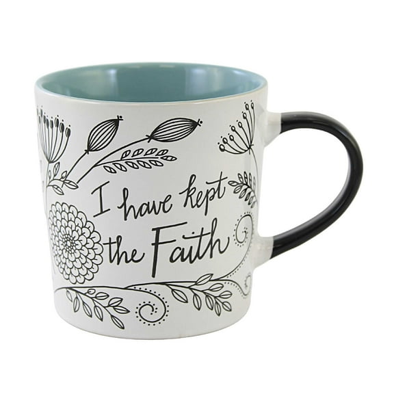 Tabletop 4" 18Oz Mug; With Faith All Ceramic Floral Coffee Hot Chocolate 11840