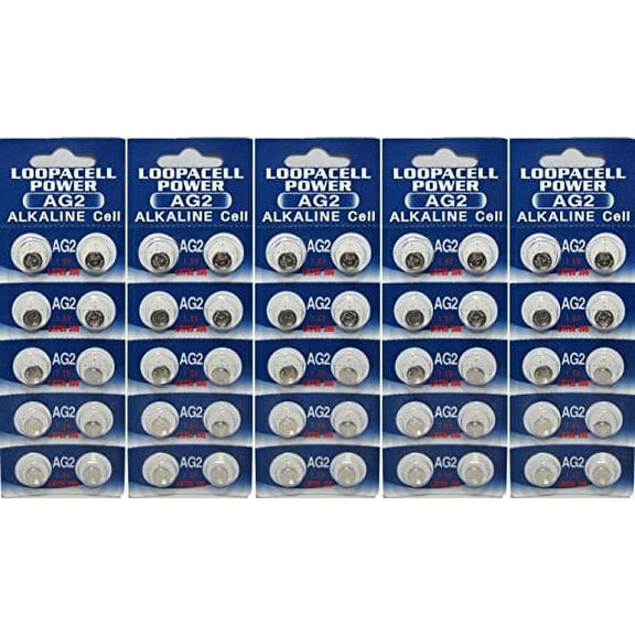 50 Pack AG2 LR726 396 SR726SW 1.5V Alkaline LOOPACELL Watch Batteries