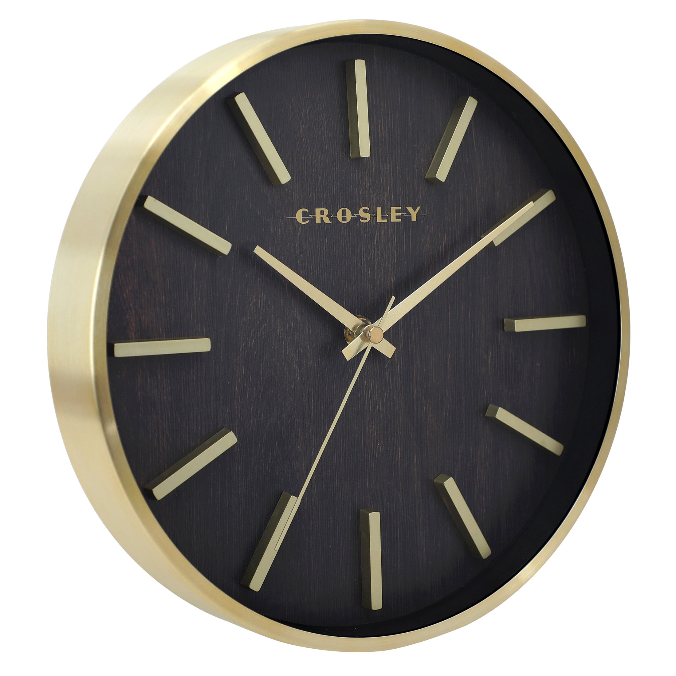Crosley Analog 10" Gold Metal Quartz Accurate Wall Clock with Raised Hour Marks