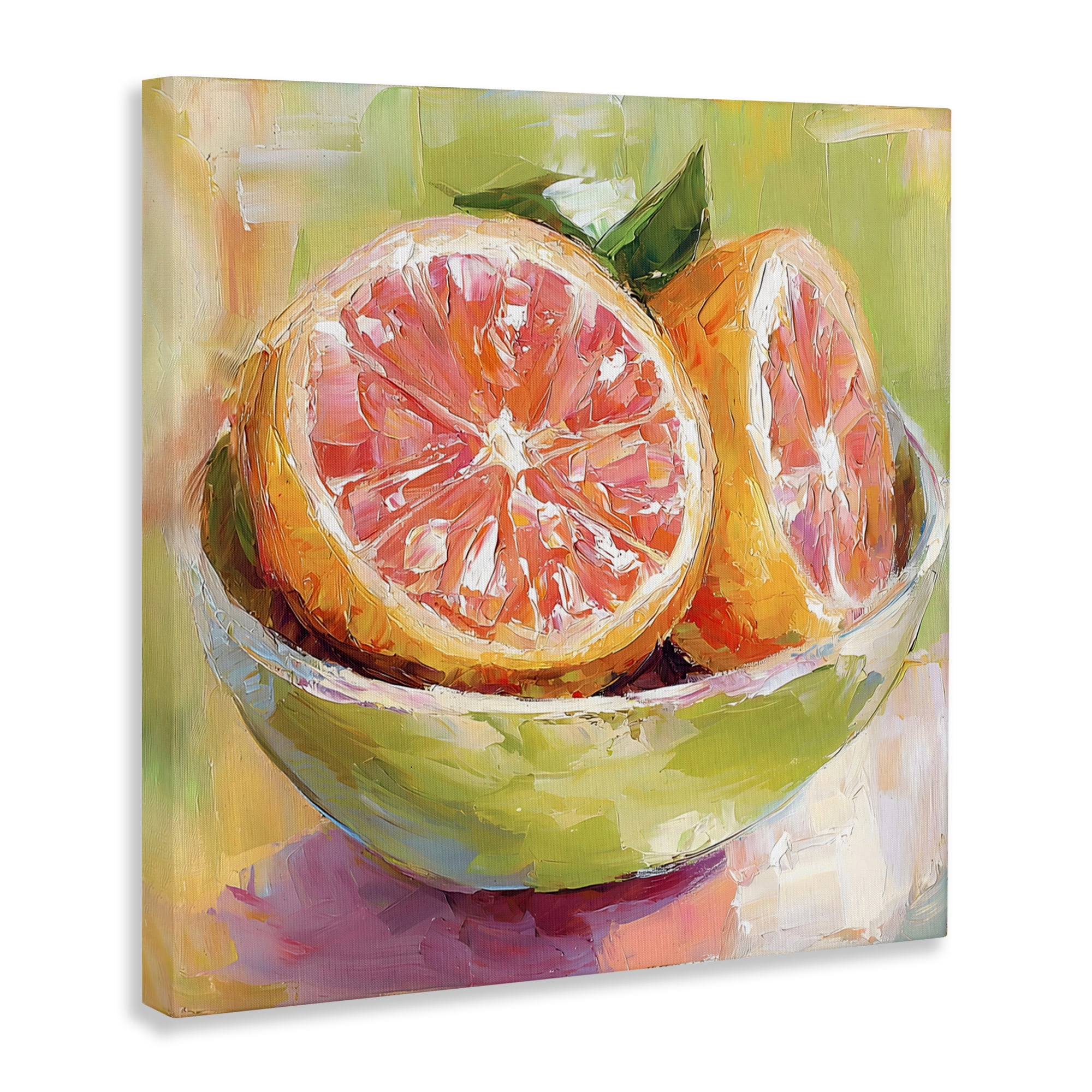 Stupell Industries Sliced Grapefruit in Bowl Canvas Wall Art, design by Riley B