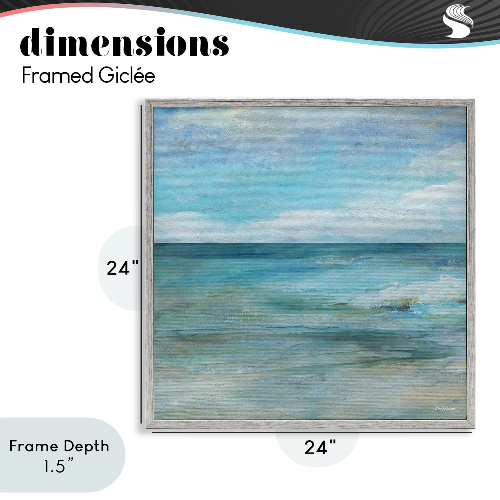 Stupell Industries Aqua Seascape Tranquility Gray Framed Giclee Art, design by Carol Robinson