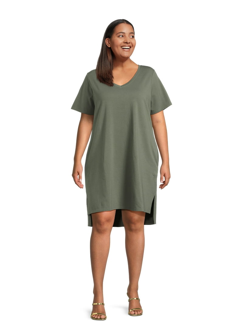 Terra Sky Women's Plus Size V-Neck Step Dress, Sizes 0X-5X