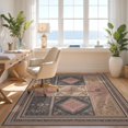 thumbnail image 3 of Design&I 8'x10' Washable Area Rug Distressed Scroll Border Ornate Bordered Symmetry Vintage Boho Panel Playful for King Size Bedroom, Under Bed, Sleek Flatweave Pet Friendly, 3 of 7