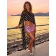 thumbnail image 6 of LMLYSoH Women Sheer Poncho Tops Shrug Dot Print High Neck High Low Hem Summer Pullover Chiffon Shirts Bolero Long Cover Ups, 6 of 9