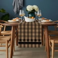 thumbnail image 2 of Brown Black Plaid Table Runner - 108 Inch Long, Kitchen Dining Table Runner Dresser Scarves, Vintage Rustic Star Buffalo Check Farmhouse Decor for Coffee Tables Wedding Party Banquet, 2 of 8